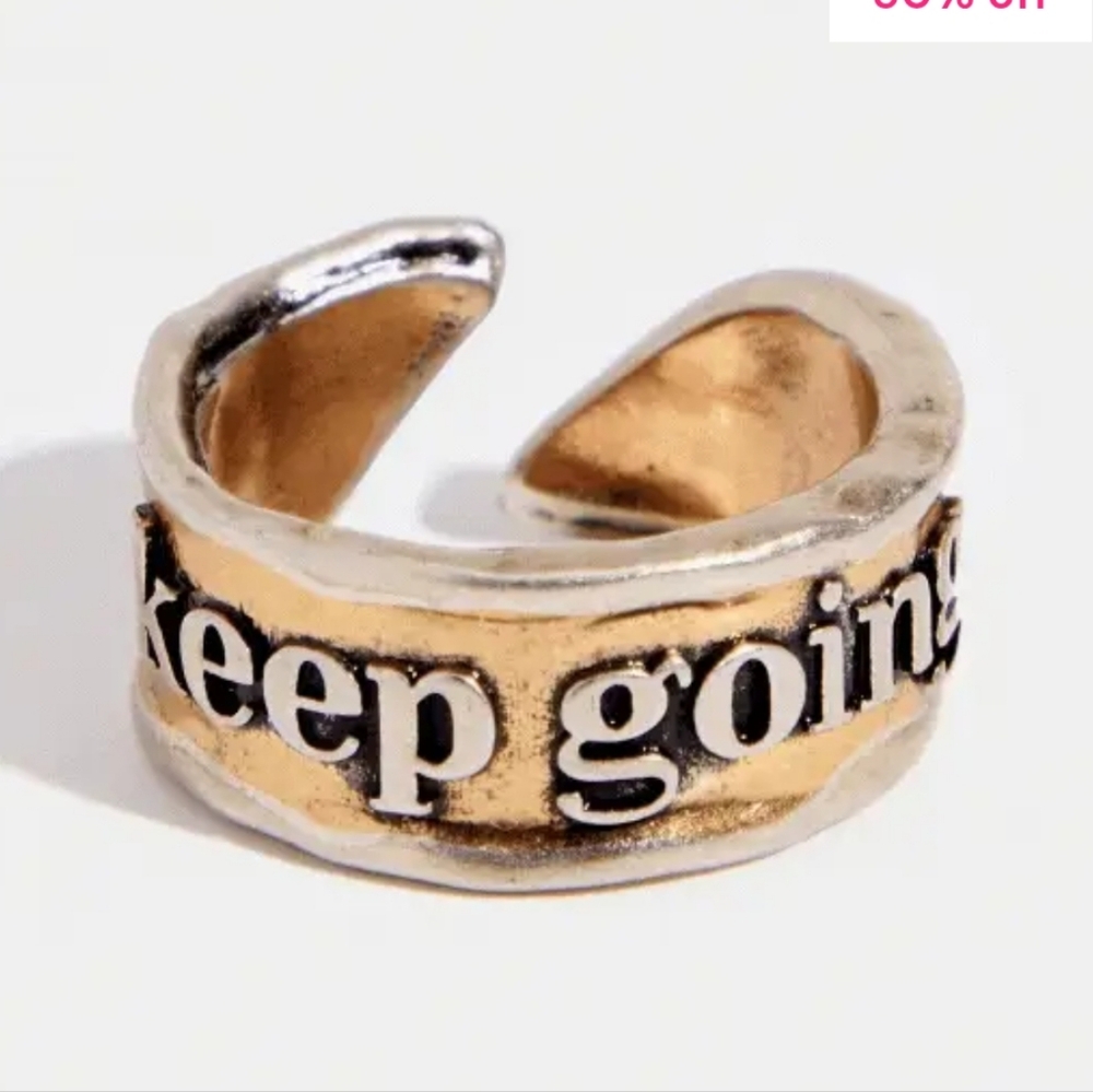 Inspirational Antique Gold and Silver Adjustable Ring (8-11) - Picture 8 of 8